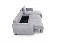 Canapé d'angle convertible avec coffre en velours chiné gris MARLA - Angle droit