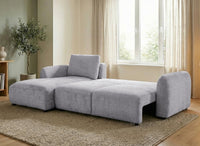 Canapé d'angle convertible avec coffre en velours chiné gris MARLA - Angle gauche