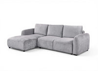 Canapé d'angle convertible avec coffre en velours chiné gris MARLA - Angle gauche
