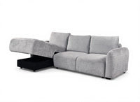 Canapé d'angle convertible avec coffre en velours chiné gris MARLA - Angle gauche