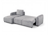 Canapé d'angle convertible avec coffre en velours chiné gris MARLA - Angle gauche