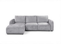 Canapé d'angle convertible avec coffre en velours chiné gris MARLA - Angle gauche