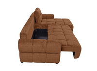 Canapé d'angle convertible avec coffre en velours chiné terracotta MAHLONE - Angle droit