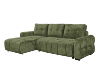 Canapé d'angle convertible avec coffre en velours chiné vert olive MAHLONE - Angle gauche