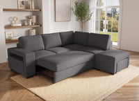 Canapé d'angle convertible en tissu gris foncé ALBAN - Angle droit