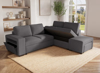 Canapé d'angle convertible en tissu gris foncé ALBAN - Angle droit
