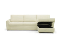 Canapé d'angle convertible et réversible ouverture express en velours côtelé beige JULIETTE