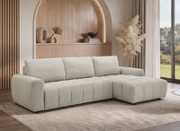 Canapé d'angle convertible ouverture express en tissu beige AGATHE - Angle droit