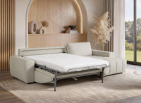 Canapé d'angle convertible ouverture express en tissu beige AGATHE - Angle droit