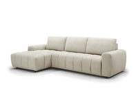 Canapé d'angle convertible ouverture express en tissu beige AGATHE - Angle gauche