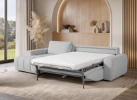 Canapé d'angle convertible ouverture express en tissu gris AGATHE - Angle gauche