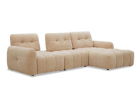 Canapé d'angle en velours tissé beige avec dossier réglable ADONIS - Angle droit
