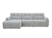 Canapé d'angle en velours tissé gris clair avec dossier réglable ADONIS - Angle gauche