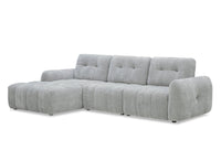 Canapé d'angle en velours tissé gris clair avec dossier réglable ADONIS - Angle gauche