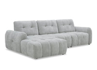 Canapé d'angle en velours tissé gris clair avec dossier réglable ADONIS - Angle gauche