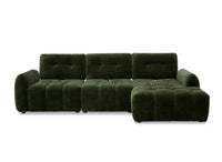 Canapé d'angle en velours tissé vert olive avec dossier réglable ADONIS - Angle droit