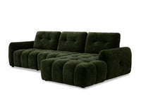 Canapé d'angle en velours tissé vert olive avec dossier réglable ADONIS - Angle droit