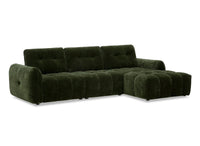 Canapé d'angle en velours tissé vert olive avec dossier réglable ADONIS - Angle droit