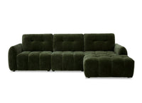Canapé d'angle en velours tissé vert olive avec dossier réglable ADONIS - Angle droit