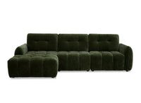 Canapé d'angle en velours tissé vert olive avec dossier réglable ADONIS - Angle gauche