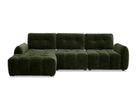 Canapé d'angle en velours tissé vert olive avec dossier réglable ADONIS - Angle gauche