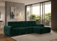 Canapé d'angle en velours tissé vert sapin avec dossier réglable ADONIS - Angle droit