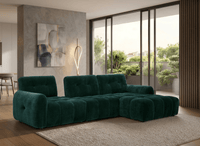 Canapé d'angle en velours tissé vert sapin avec dossier réglable ADONIS - Angle droit