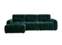 Canapé d'angle en velours tissé vert sapin avec dossier réglable ADONIS - Angle gauche
