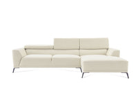 Canapé d'angle fixe avec méridienne en tissu beige KALISTA - Angle Droit