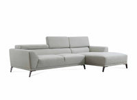Canapé d'angle fixe avec méridienne en tissu gris clair KALISTA - Angle Droit
