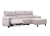 Canapé d’angle relax électrique en tissu beige LUDMILA - Angle droit