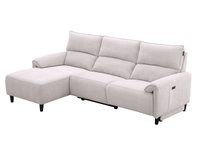 Canapé d’angle relax électrique en tissu beige LUDMILA - Angle gauche