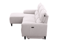 Canapé d’angle relax électrique en tissu beige LUDMILA - Angle gauche