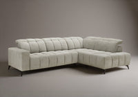 Canapé d'angle relax électrique en velours chiné beige ALVAR - Angle droit