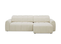 Canapé d'angle relax électrique en velours chiné beige DANIA -Angle droit