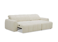 Canapé d'angle relax électrique en velours chiné beige DANIA -Angle droit