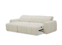 Canapé d'angle relax électrique en velours chiné beige DANIA -Angle gauche