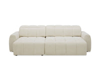 Canapé d'angle relax électrique en velours chiné beige DANIA -Angle gauche