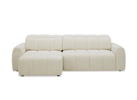 Canapé d'angle relax électrique en velours chiné beige DANIA -Angle gauche