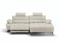 Canapé d’angle relax électrique en velours chiné beige LYANA - Angle droit