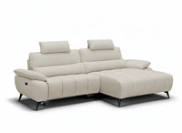 Canapé d’angle relax électrique en velours chiné beige LYANA - Angle droit