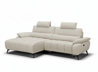 Canapé d’angle relax électrique en velours chiné beige LYANA - Angle gauche