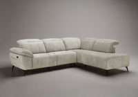 Canapé d'angle relax électrique en velours chiné beige SOLINA - Angle droit