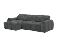 Canapé d'angle relax électrique en velours chiné gris DANIA -Angle gauche