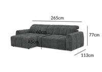 Canapé d'angle relax électrique en velours chiné gris DANIA -Angle gauche