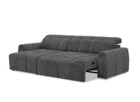 Canapé d'angle relax électrique en velours chiné gris DANIA -Angle gauche