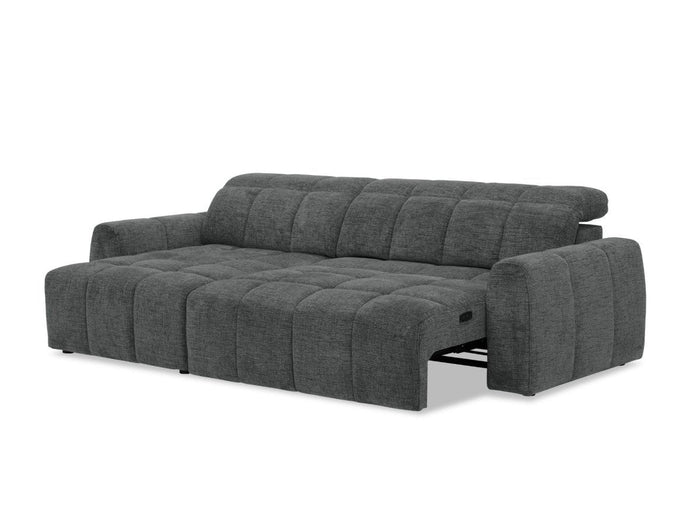 Canapé d'angle relax électrique en velours chiné gris DANIA -Angle gauche