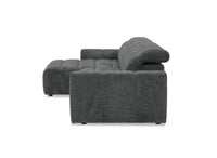 Canapé d'angle relax électrique en velours chiné gris DANIA -Angle gauche