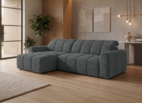 Canapé d'angle relax électrique en velours chiné gris DANIA -Angle gauche