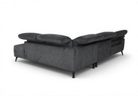 Canapé d'angle relax électrique en velours chiné gris SOLINA - Angle droit